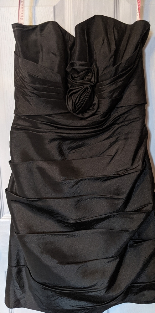 Strapless fancy black cocktail dress